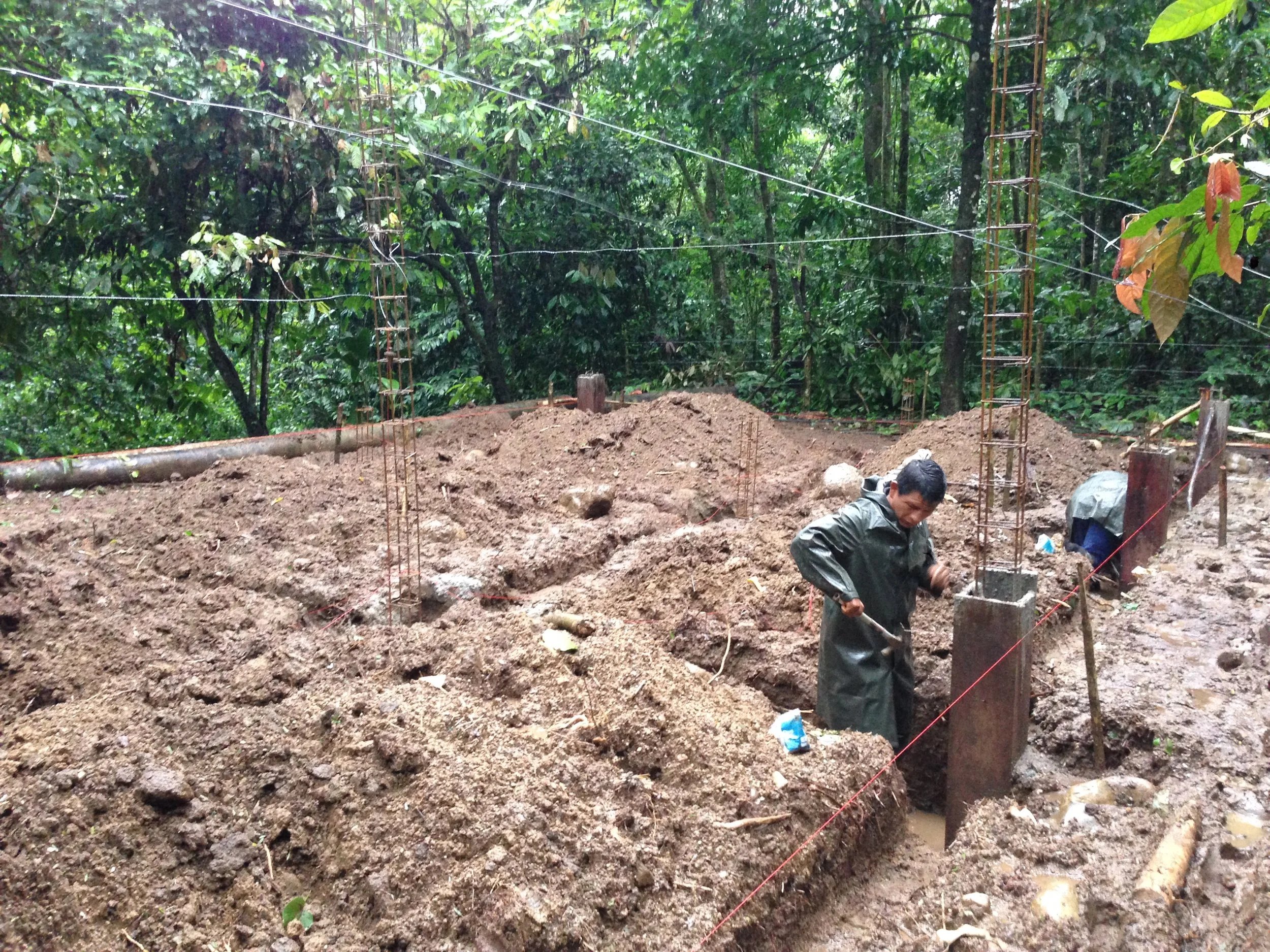 We dug all the trenches for the grade beams and footings in wet muddy dirt. This is hard work. Ridiculously hard work.