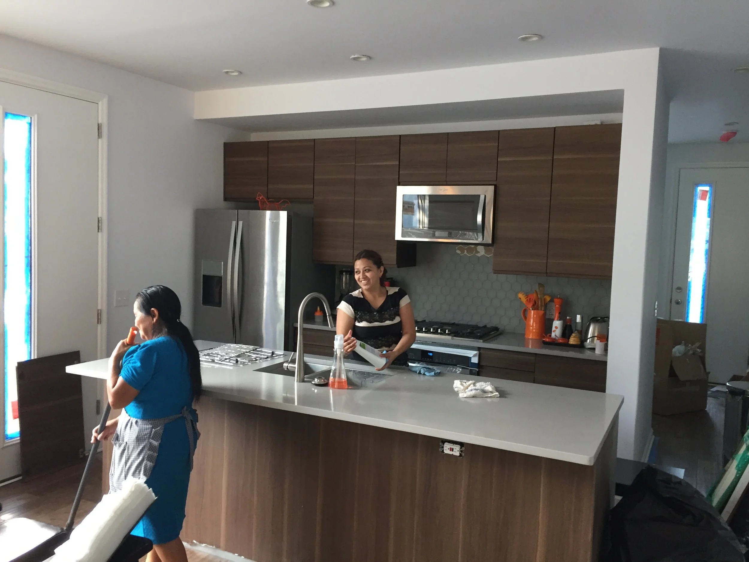 Cleaning room by room with Dina and her team.