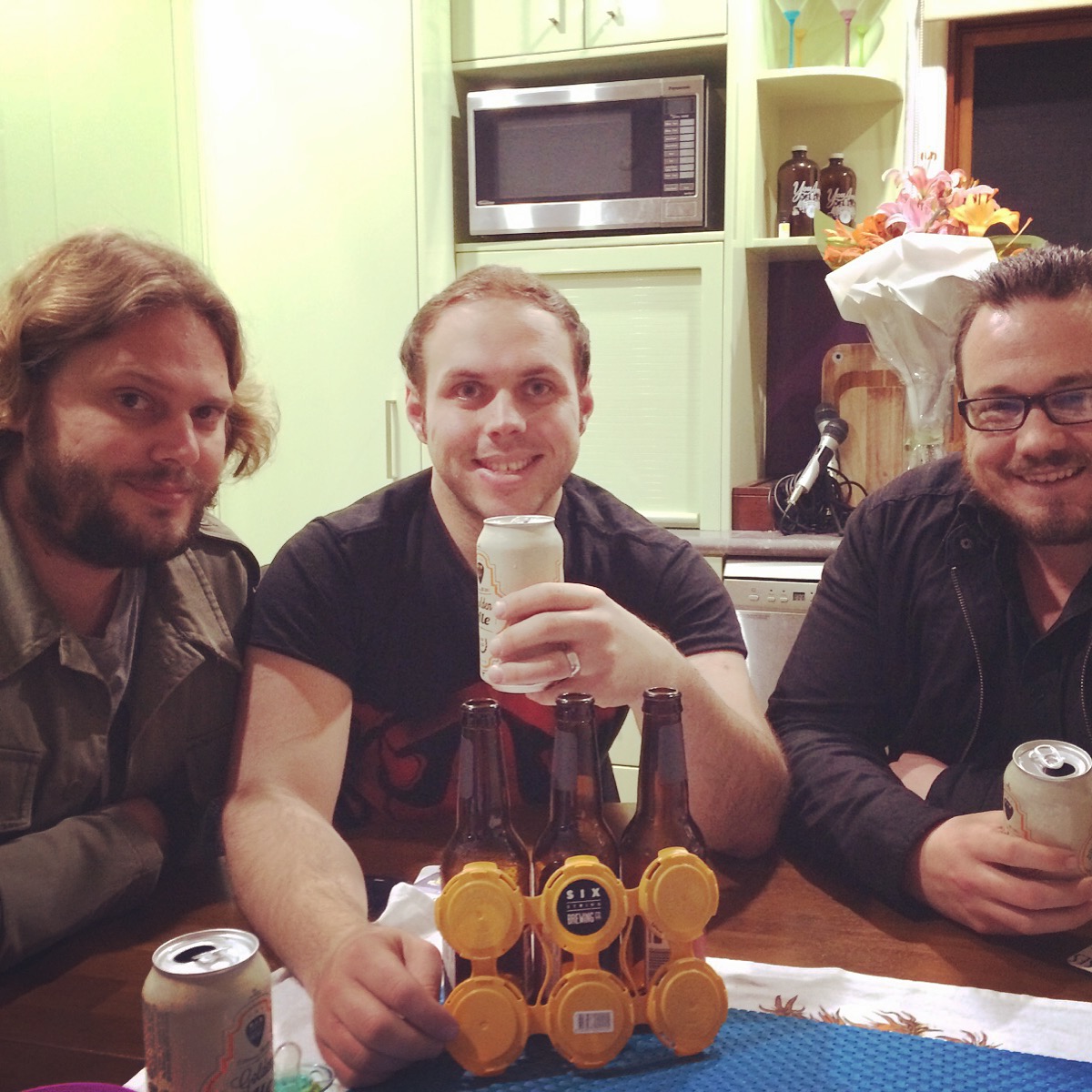 Pointy, Moose and Shannon celebrating a podcast well done!