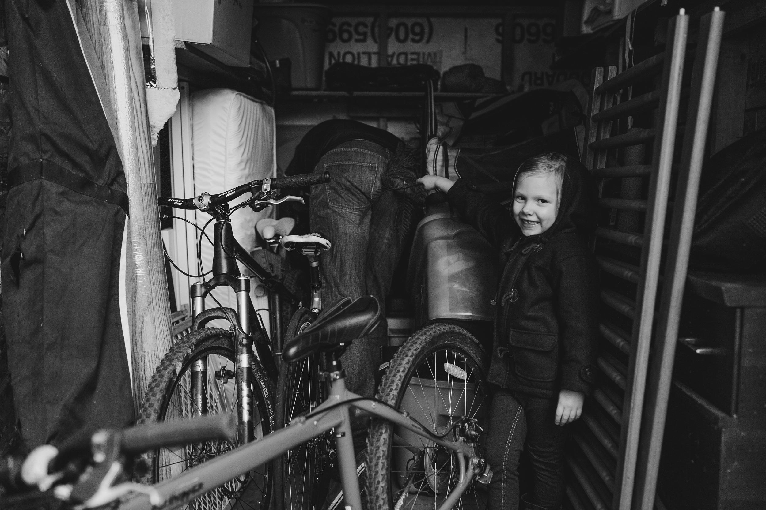  Helping dad find baby stuff in the shed 