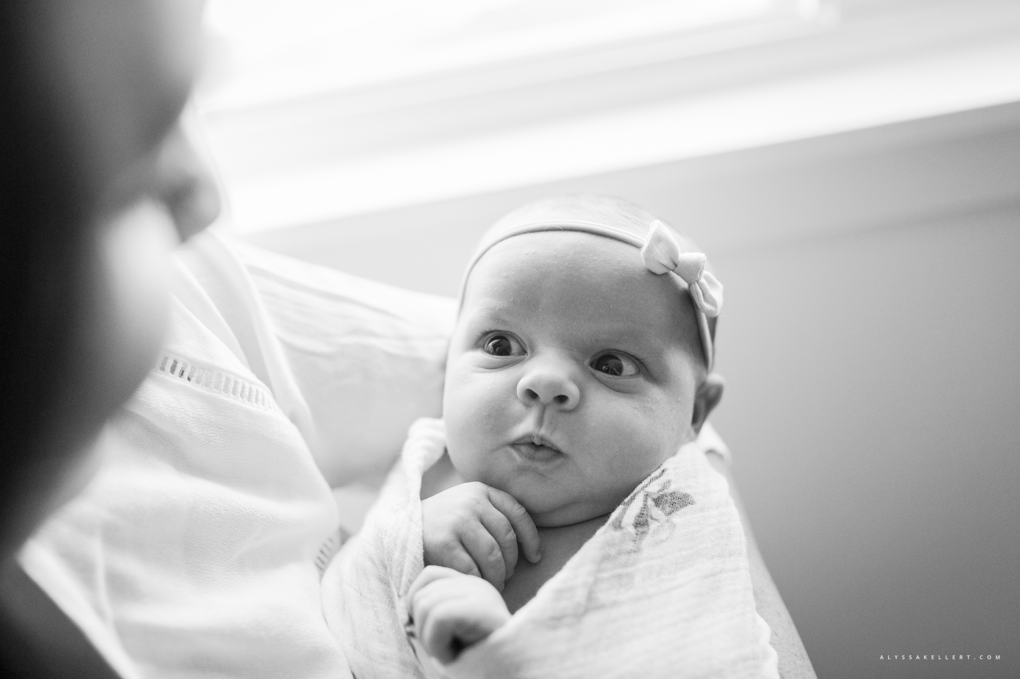 baby newborn girl staring up at her mom in mission bc
