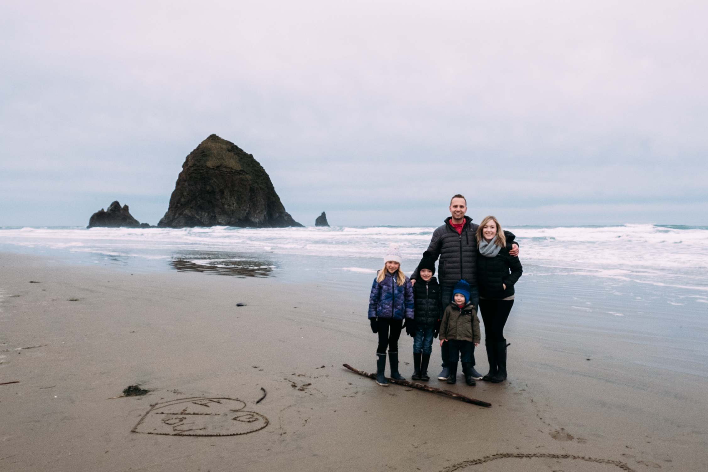 family photo at cannon beach