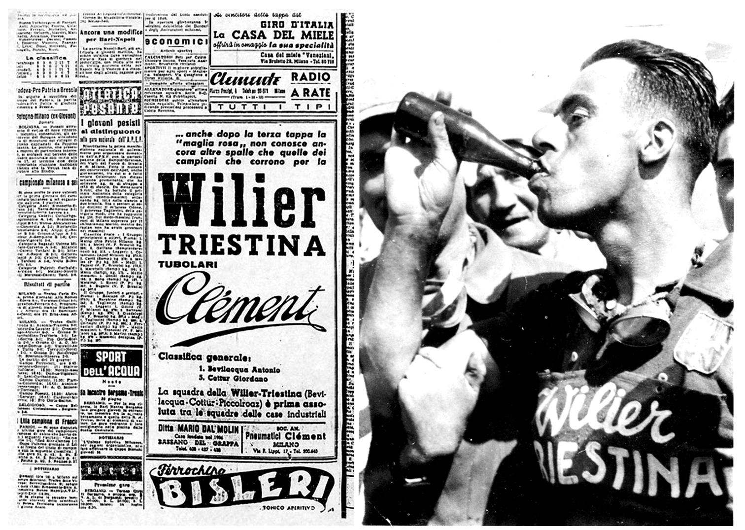 Il corridore della "Wilier Triestina" Bevilacqua vincitore della tappa del Giro d'Italia