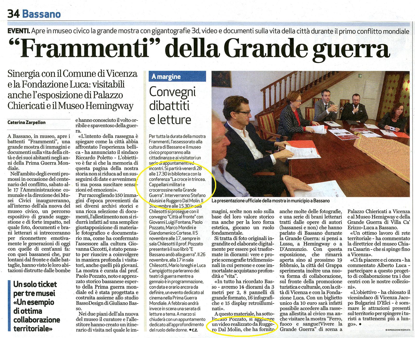 cronaca di Bassano del Giornale di Vicenza 25 10 2016.JPG