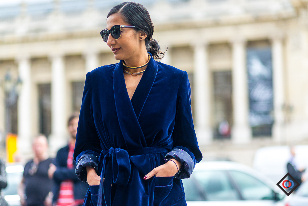 NAUSHEEN SHAH wearing a RACIL wrap jacket