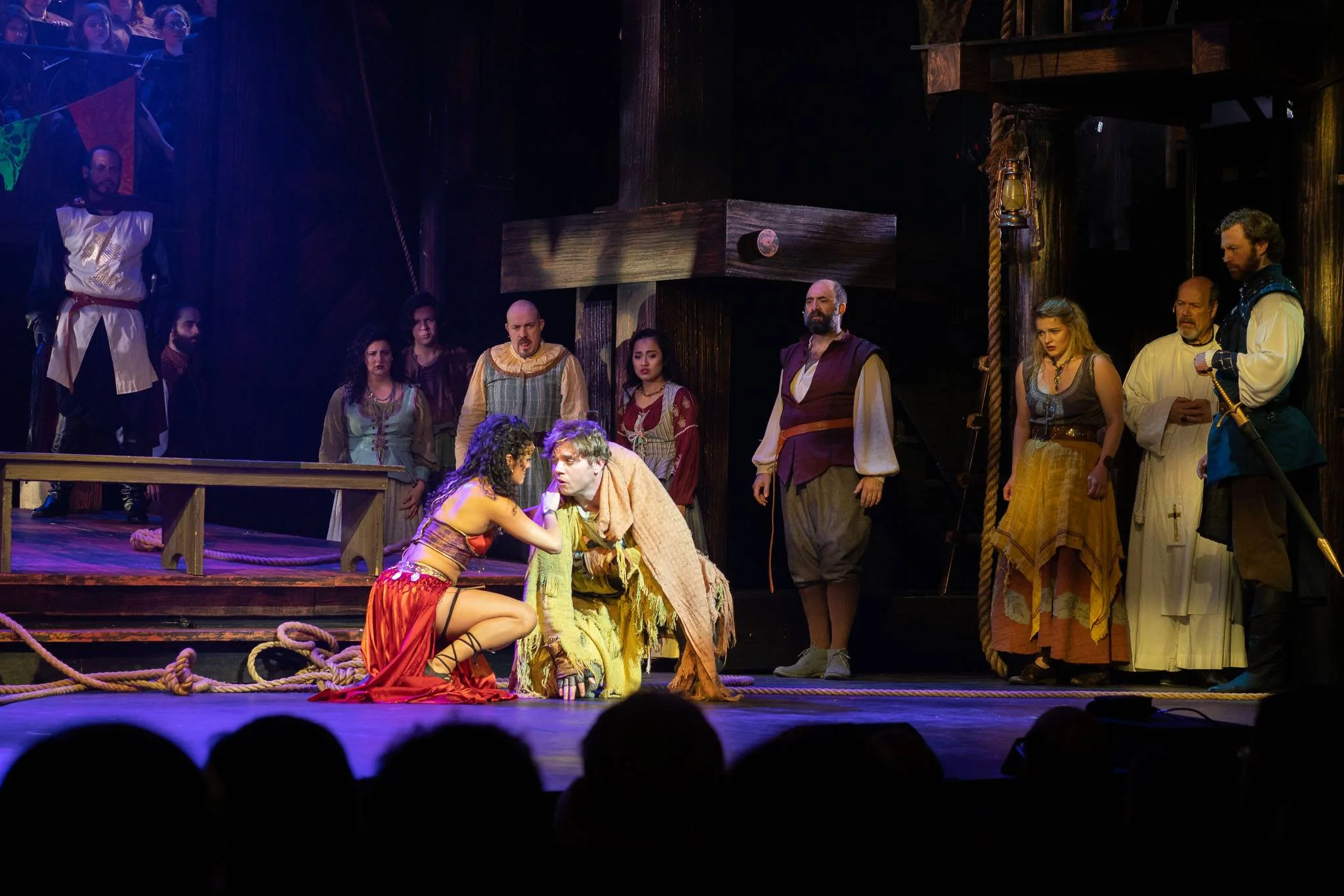 Kalyn West as Esmarelda with Nate Hackman as Quasimodo