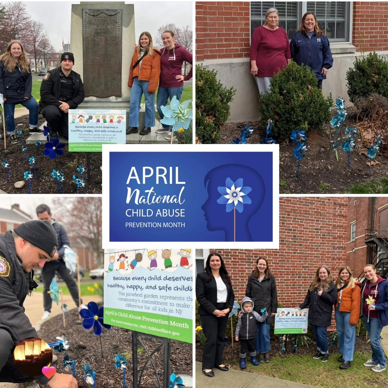 image collage of the woman's club of verona participating in april's national child abuse prevention month.