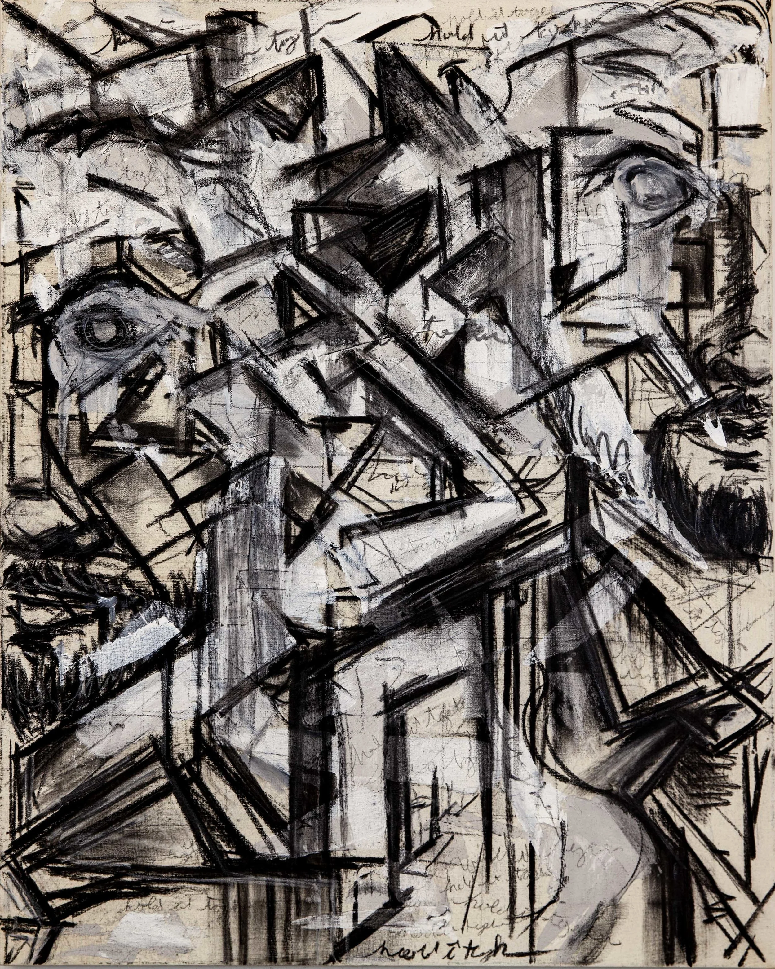 Hold it Together 24 x 30 in. Acrylic, charcoal, chalk on canvas 2019