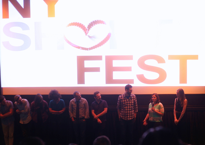 Rocking the mic at the Q&A after my “Deal Travis In” premiere at NY Shorts Fest.
