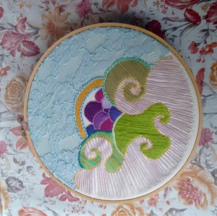 Sarah Magida, Embroidery in Progress, embroidery on canvas