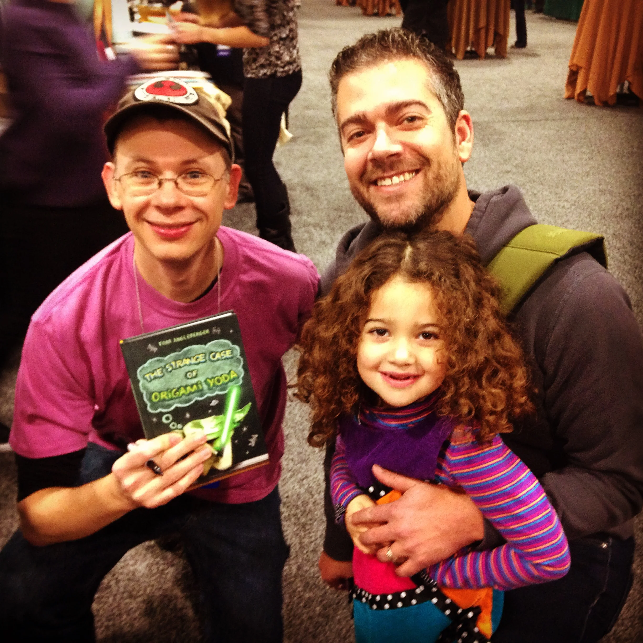 Tom Angleberger , me, and my munchkin.