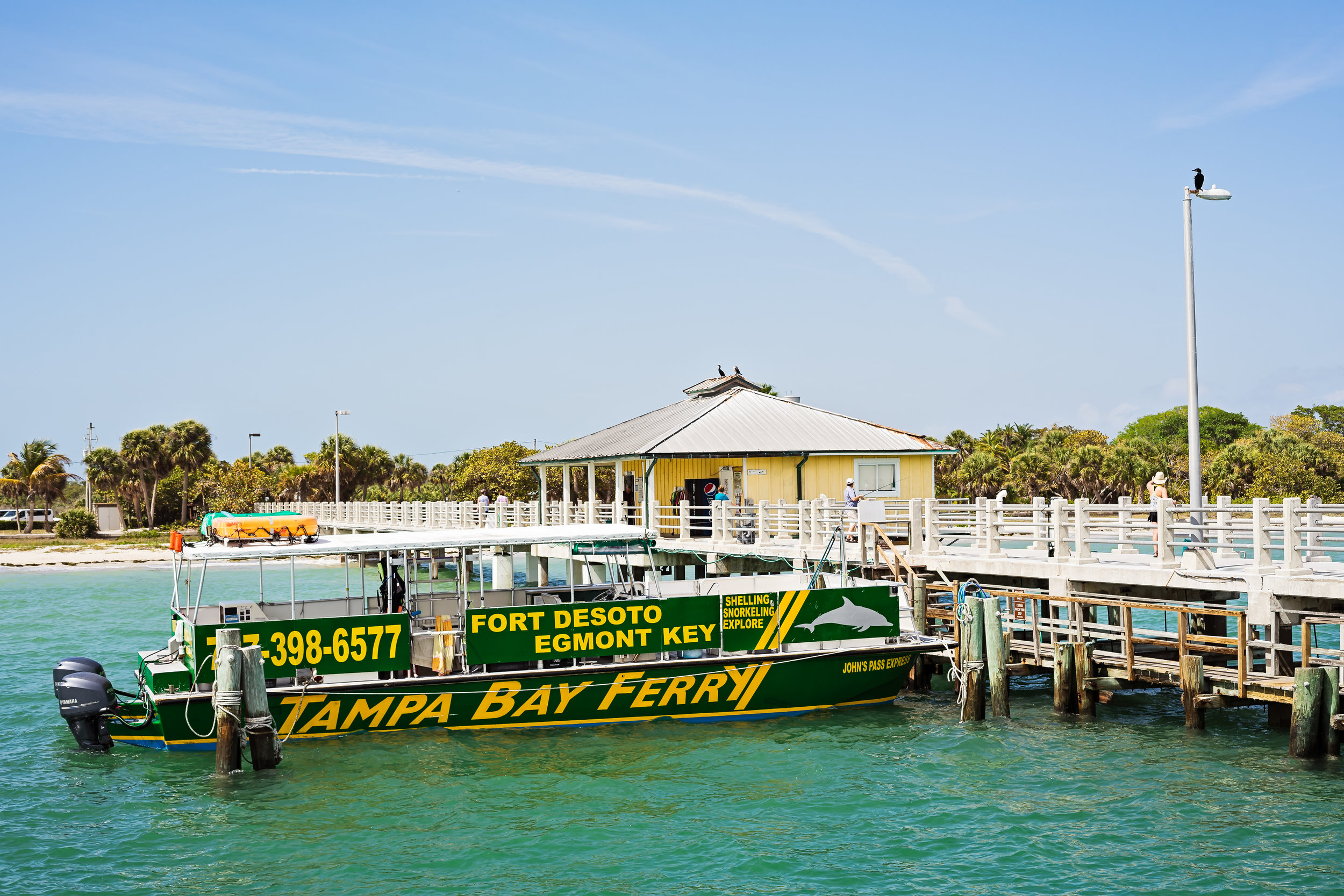 The Egmont Key ferry transports passengers from the Bay Pier at Fort DeSoto Park to Egmont Key State Park. Times are dependant on the season so be sure to check out their website for more information. Roundtrip is $20 per person and reservations are highly recommended. The trip takes approximately 15 minutes. Egmont Key is the location of Fort Dade, an old fort dating back to the Spanish American war era. The island offers great shelling, swimming, and opportunities to see wildlife.