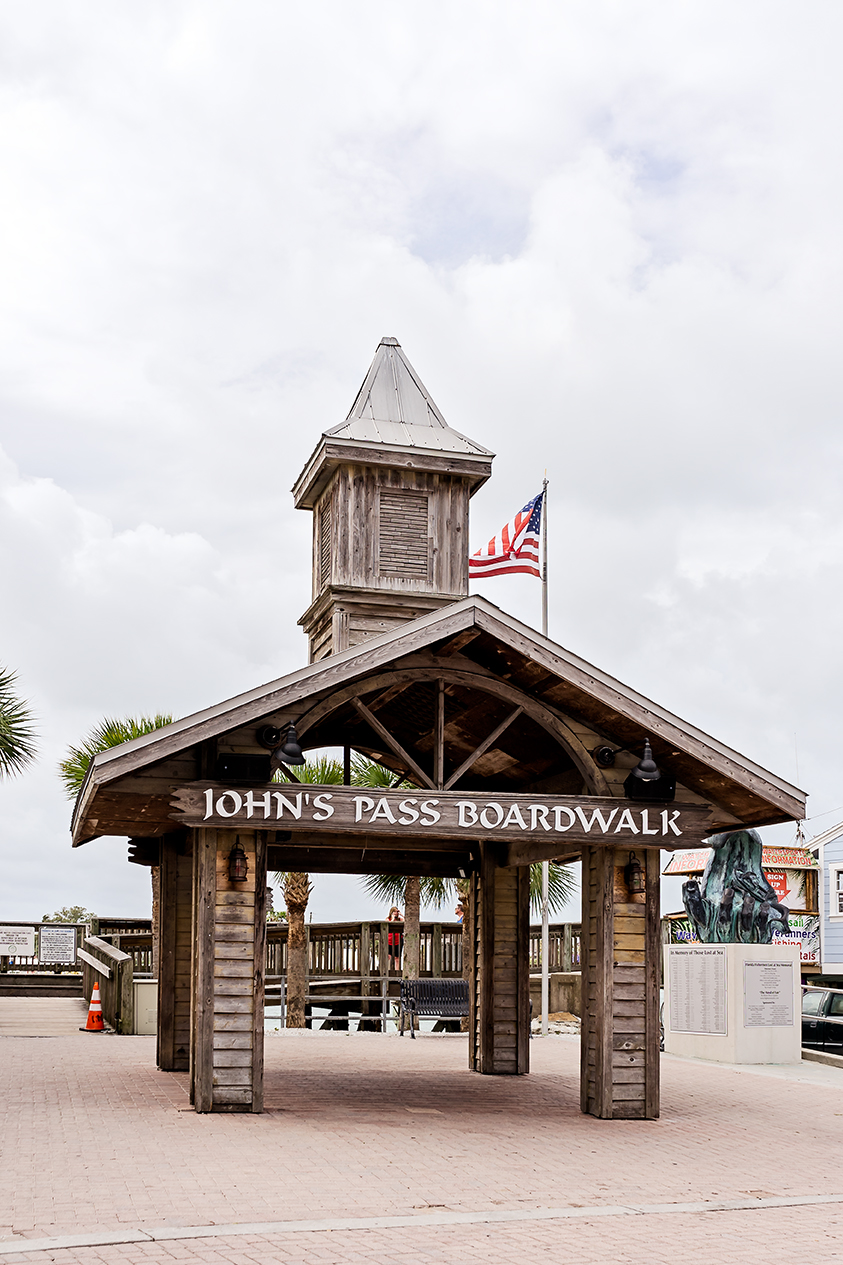 St. John's Pass Village and Boardwalk is a fishing village and tourist attraction located near St. Petersburg, Florida. The village includes retail shopping, a variety of restaurants, the local fishing fleet, dolphin watching and shelling tours, boat rentals, parasailing and jet skiing.