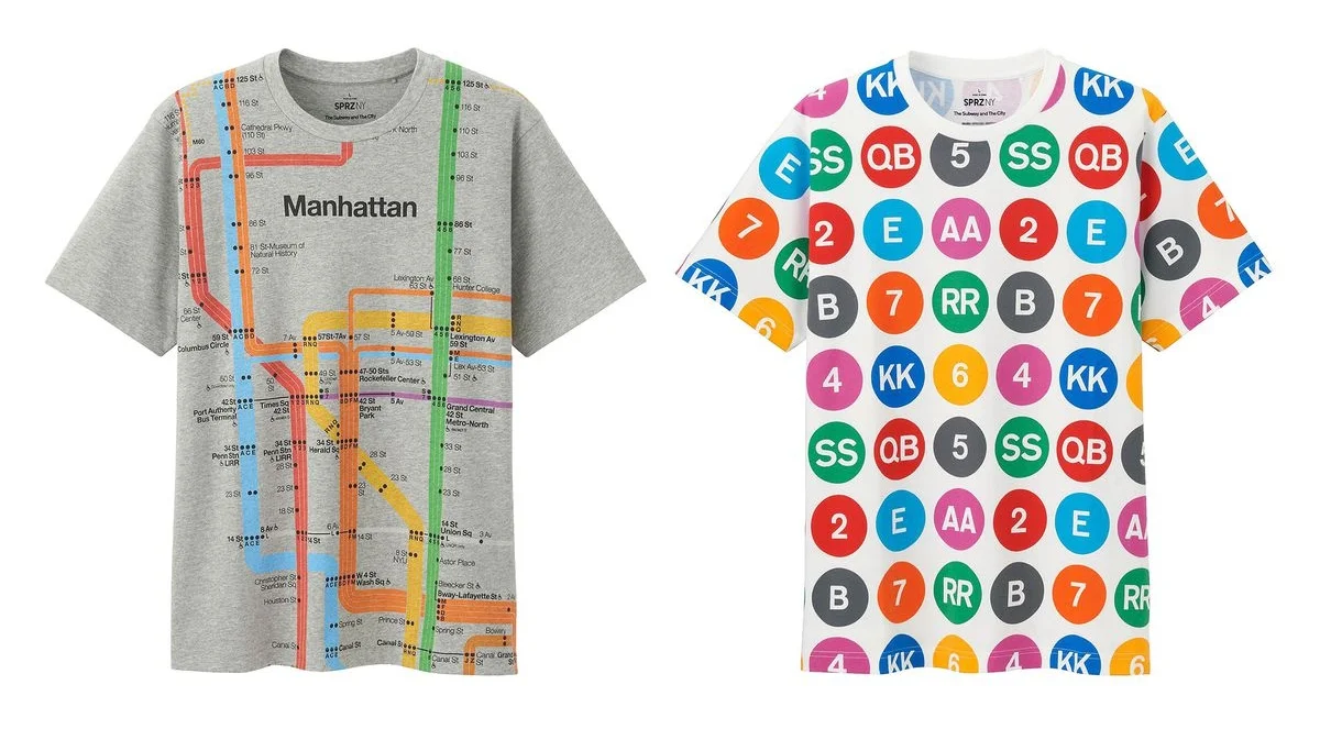 T-shirts inspired by Vignelli's iconic designs for the New York City subway.