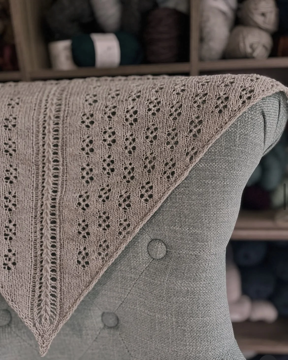 Handknit eyelet bandana