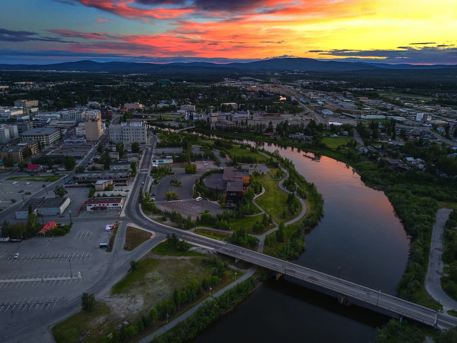 Midnight Sunset Chena River Fairbanks Alaska