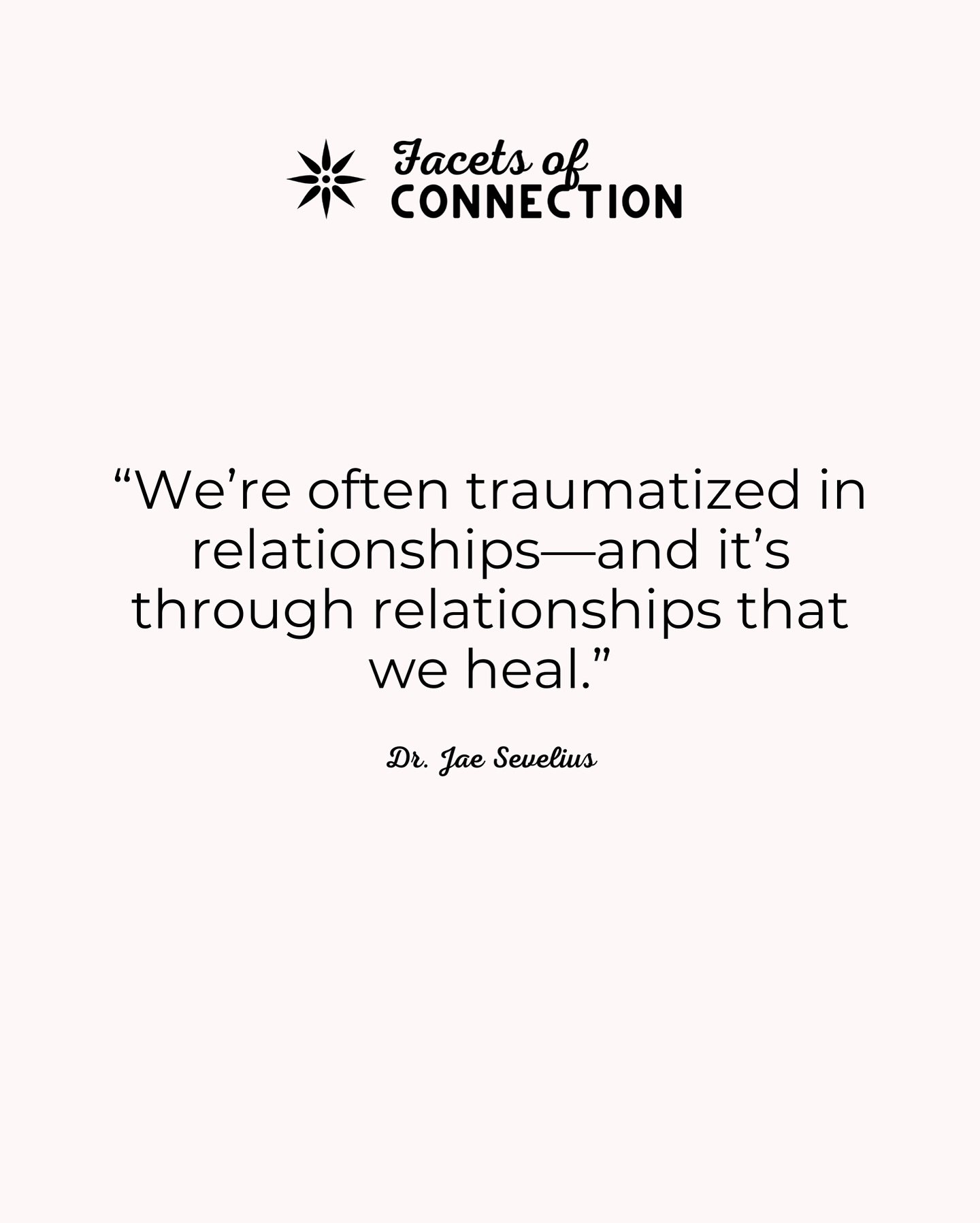 So much of our pain, our hope, and our growth happens in the space between us and others. Healing isn&rsquo;t just personal, it&rsquo;s relational.

💛 Watch the full conversation with Dr. Sevelius to hear how relational life therapy helps transform 