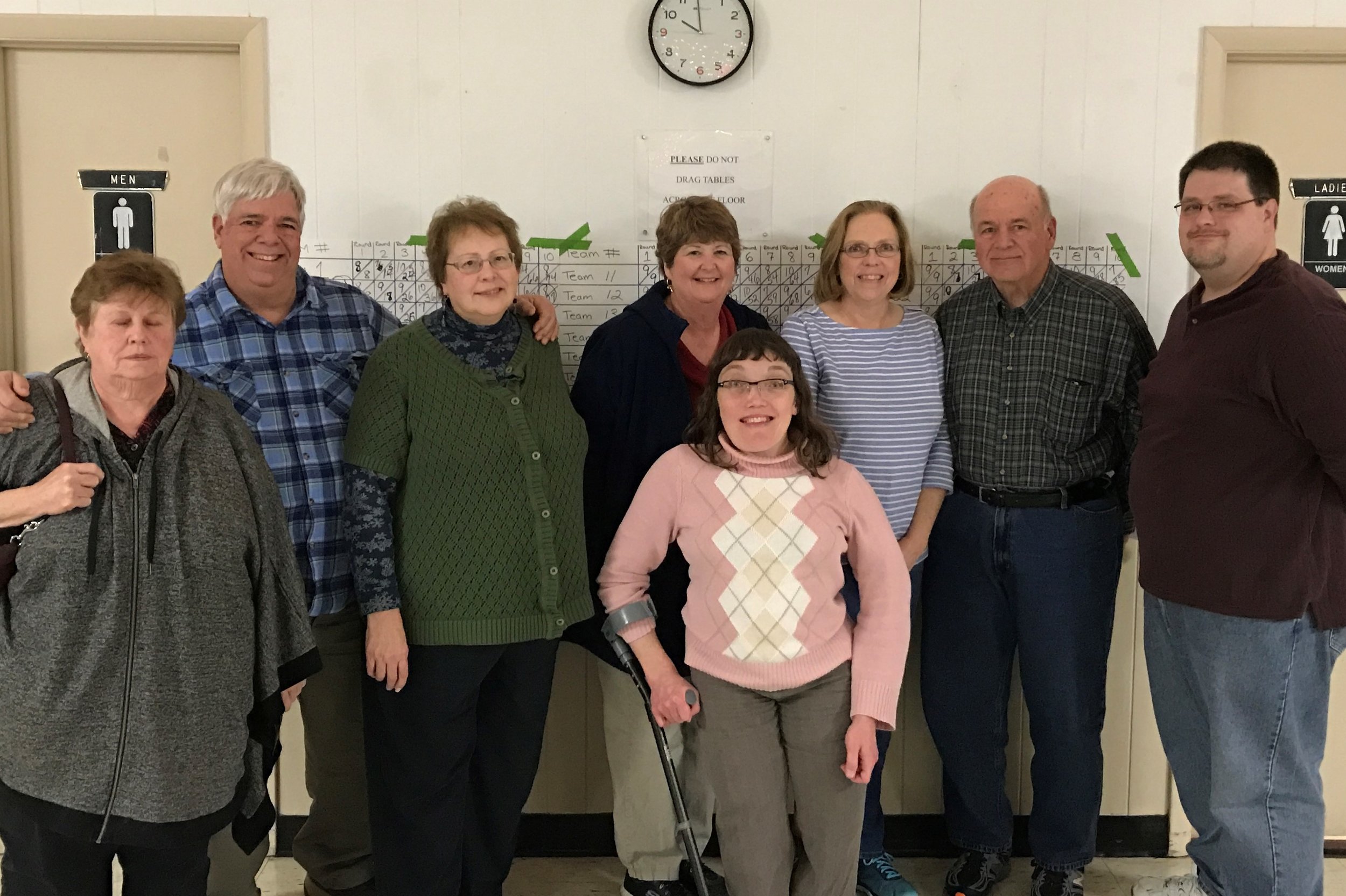 SECOND PLACE TEAM (L to R back row): Deanne Schultz, Rich Stillwell, Helen Stillwell, Nancy Campbell, Connie Cavaretto, Phil Cavaretto, Mark Meyer (In front) Tiffany Meyer