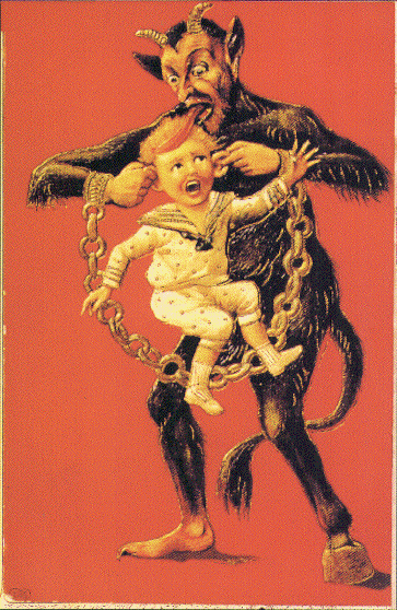 Classic Krampus, ear-pulling and all.