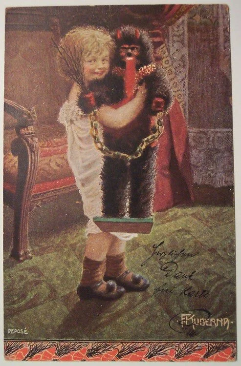 Smart kid - this one seems happy to get her own Krampus!