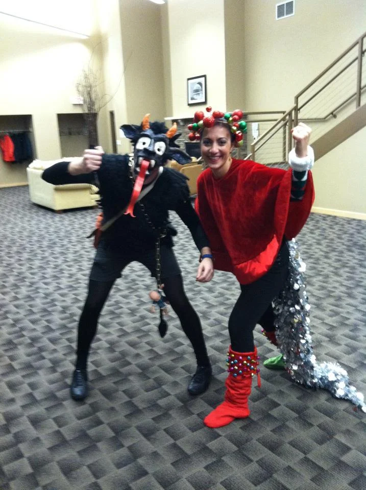 Me as Krampus with my friend, Nadia. She threw a Chrstmas Heroes and Villains party with her husband. Needless to say, I won the costume contest.