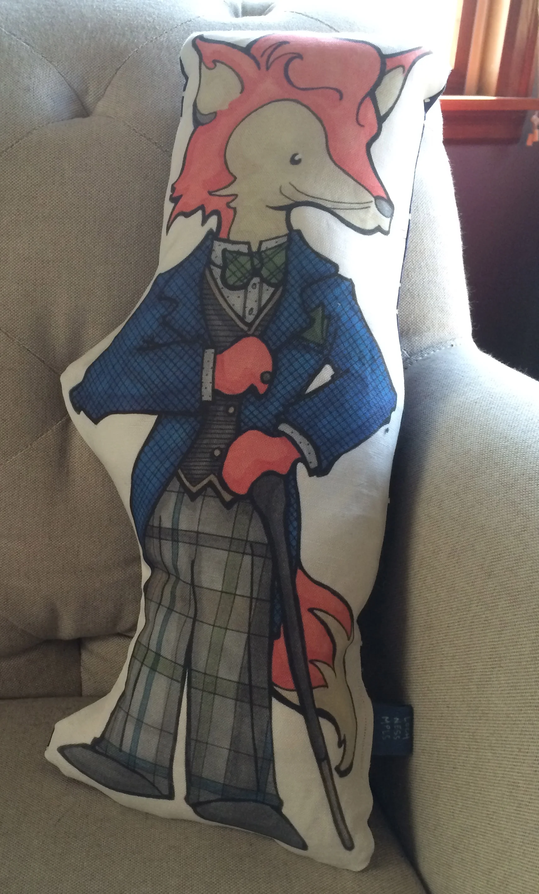 Fine and Dandy asked if I had any dandy-themed pillows in the works. I figured it was about time, and came up with this Fox!