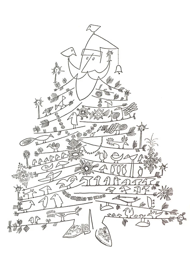"Santa Claus as Christmas Tree" by Saul Steinberg, c. 1949