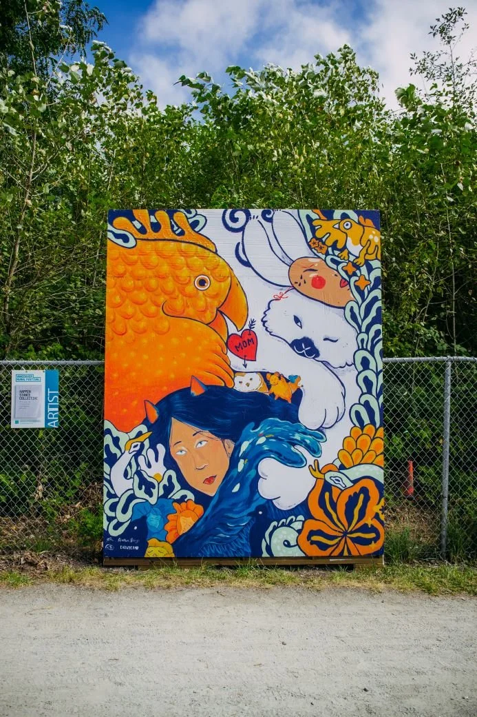  vancouver mural festival, river district  8'x10', exterior latex paint on plywood  happen stance collective  vancouver, bc / 2024 