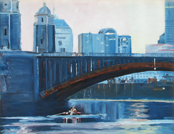 Sculler at the Longfellow Bridge