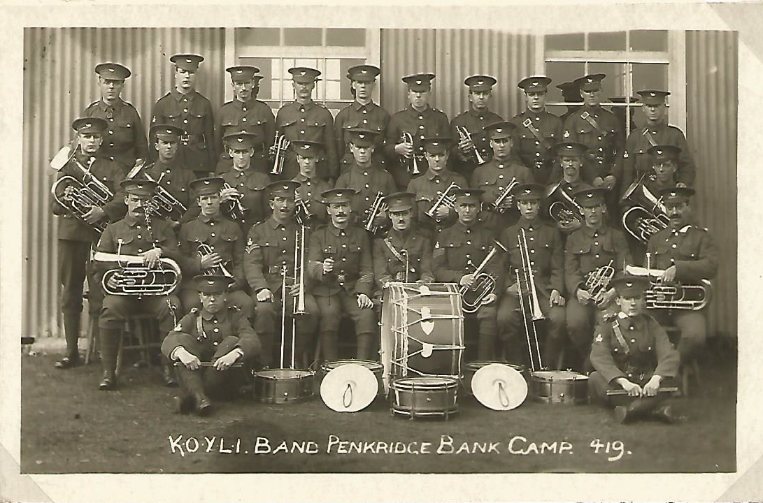 Kings Own Yorkshire Light Infantry KOYLI stayed at Rugeley Camp. Each Battalion seemed to have their own band for Sunday services and parades