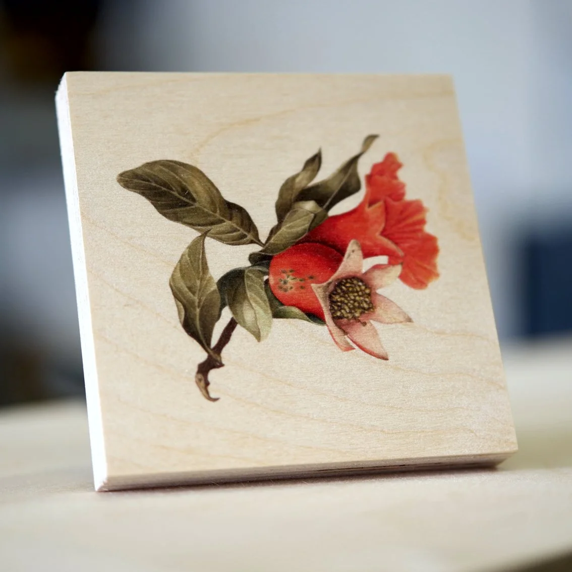 wood print - flower - botanical - dotlaser