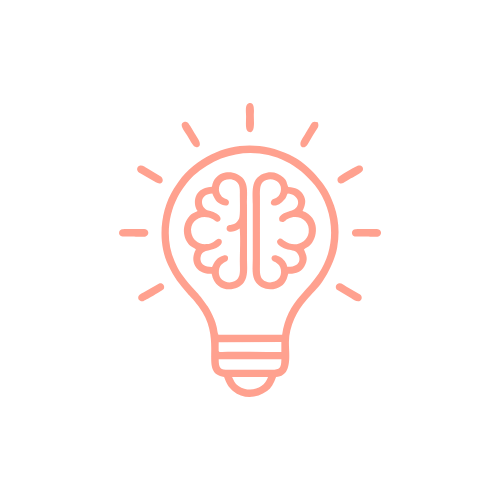 A light bulb with a brain illustration inside, representing ideas or creativity.