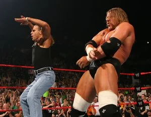 WWF’s Shawn Michaels and HHH and their iconic suggestion of oral sex.