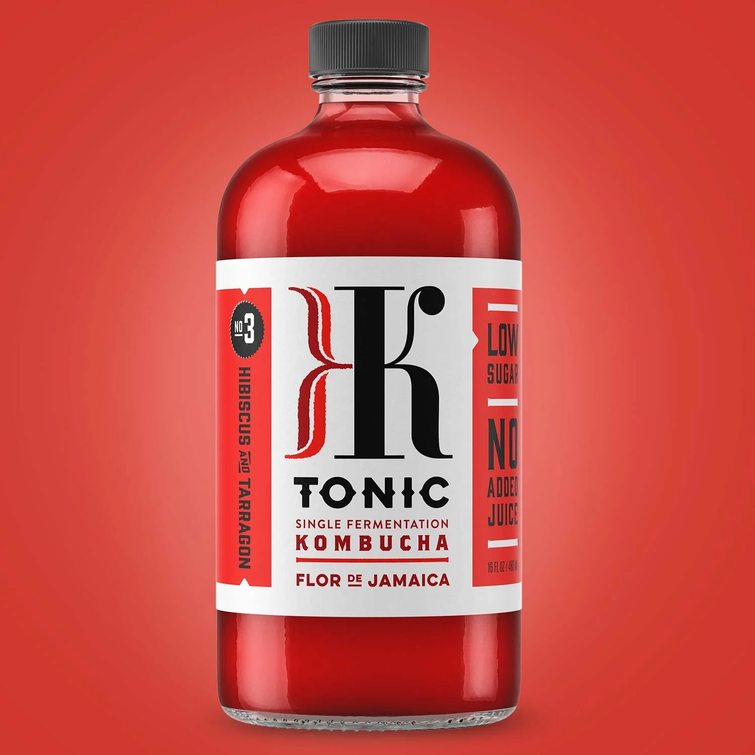 CASE OF KTONIC 3 FLOR DE JAMAICA 12 16 Oz Bottles KTonic Kombucha