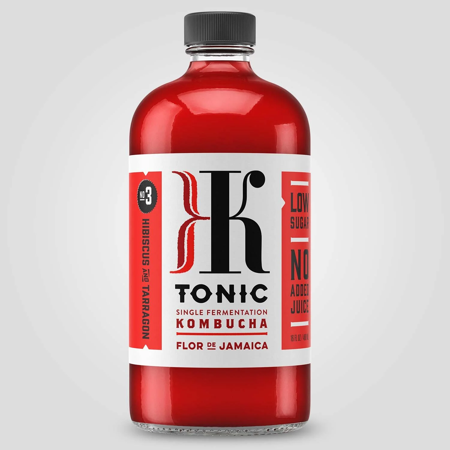 CASE OF KTONIC 3 FLOR DE JAMAICA 12 16 Oz Bottles KTonic Kombucha