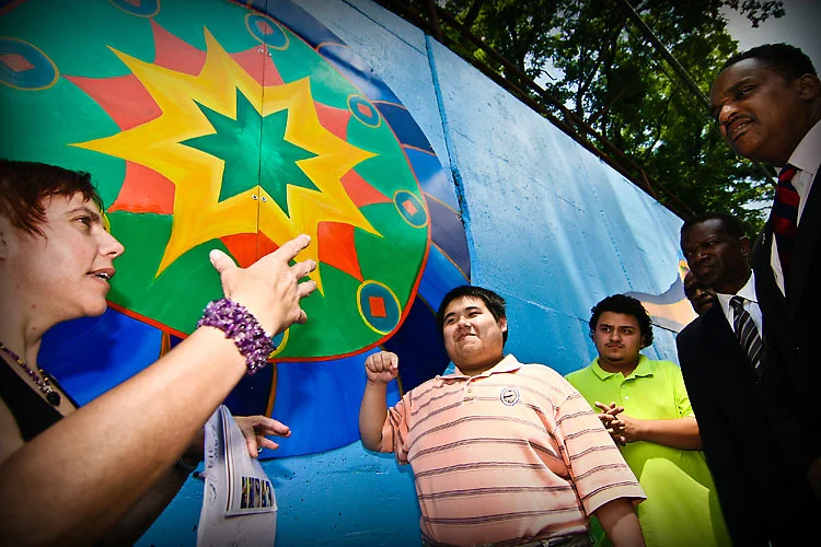 Common Ground uses art to combat neighborhood crime. Photo by Common Ground 2008 “Turning Point” painted mural; Montgomery County / Prince Georges County border, MD