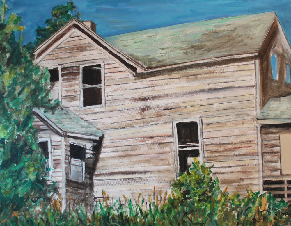    Farmhouse,&nbsp; Angela Matsuoka    Oil and Acrylic on Canvas, 22"x28"  