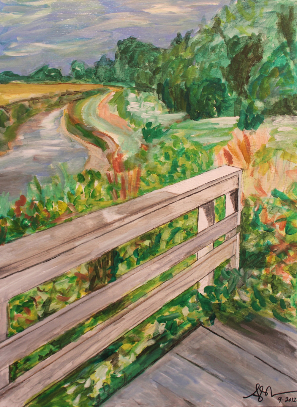    Holliwell Bridge,&nbsp; Angela Matsuoka    Oil and Acrylic on Canvas, 18"x24"  