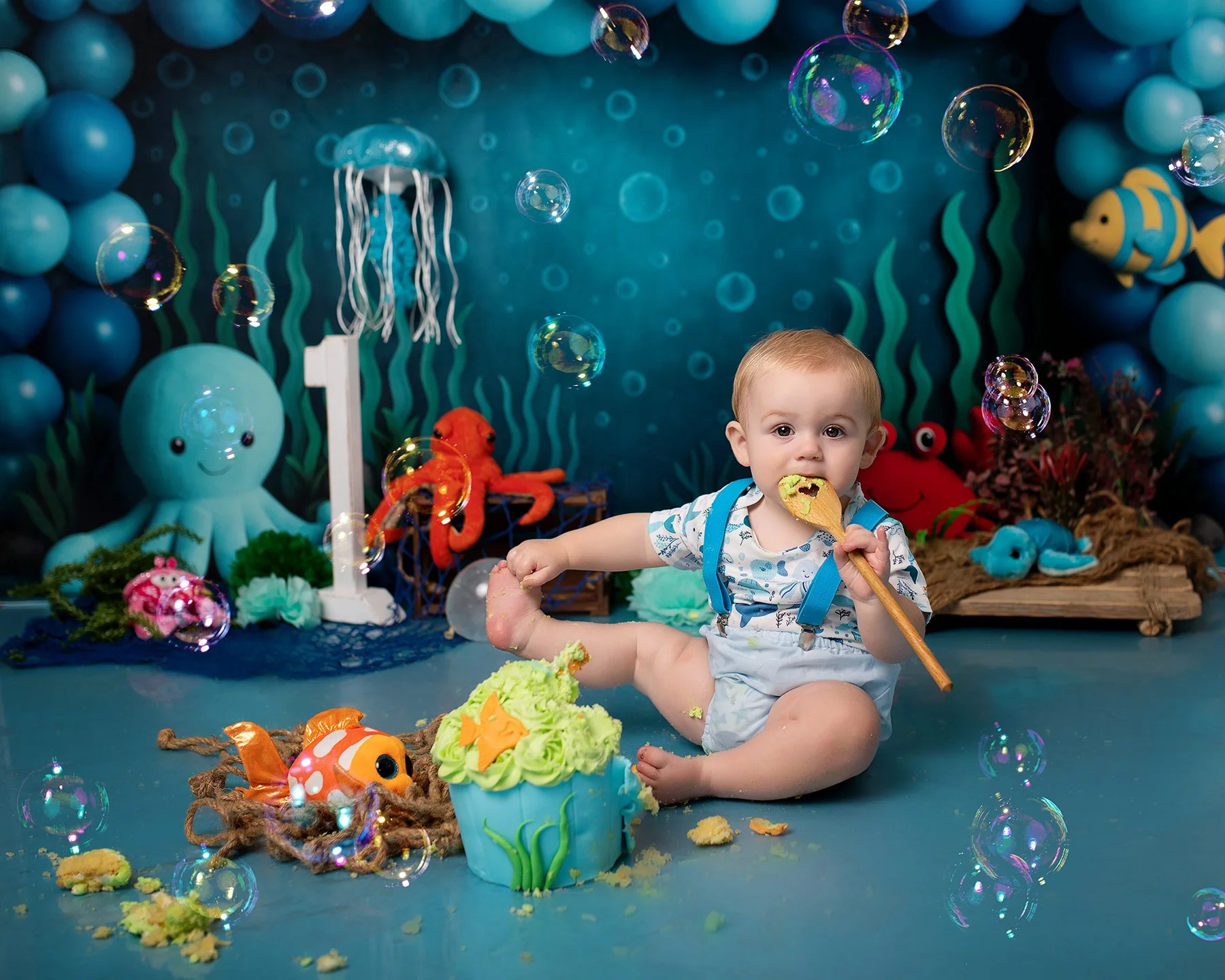 under the sea 1st birthday cake party