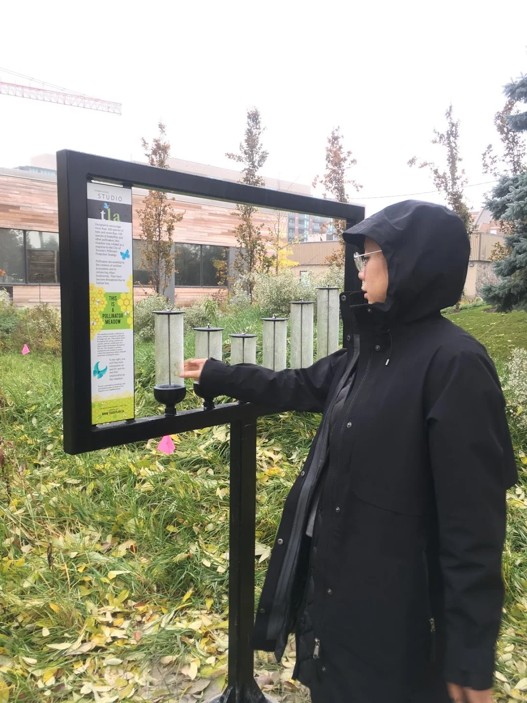  Sign design by others.   The tubes will have informative inserts placed inside them about the plants that are currently in bloom in the meadow, providing some insight into the plants, why they were chosen and for whom.  