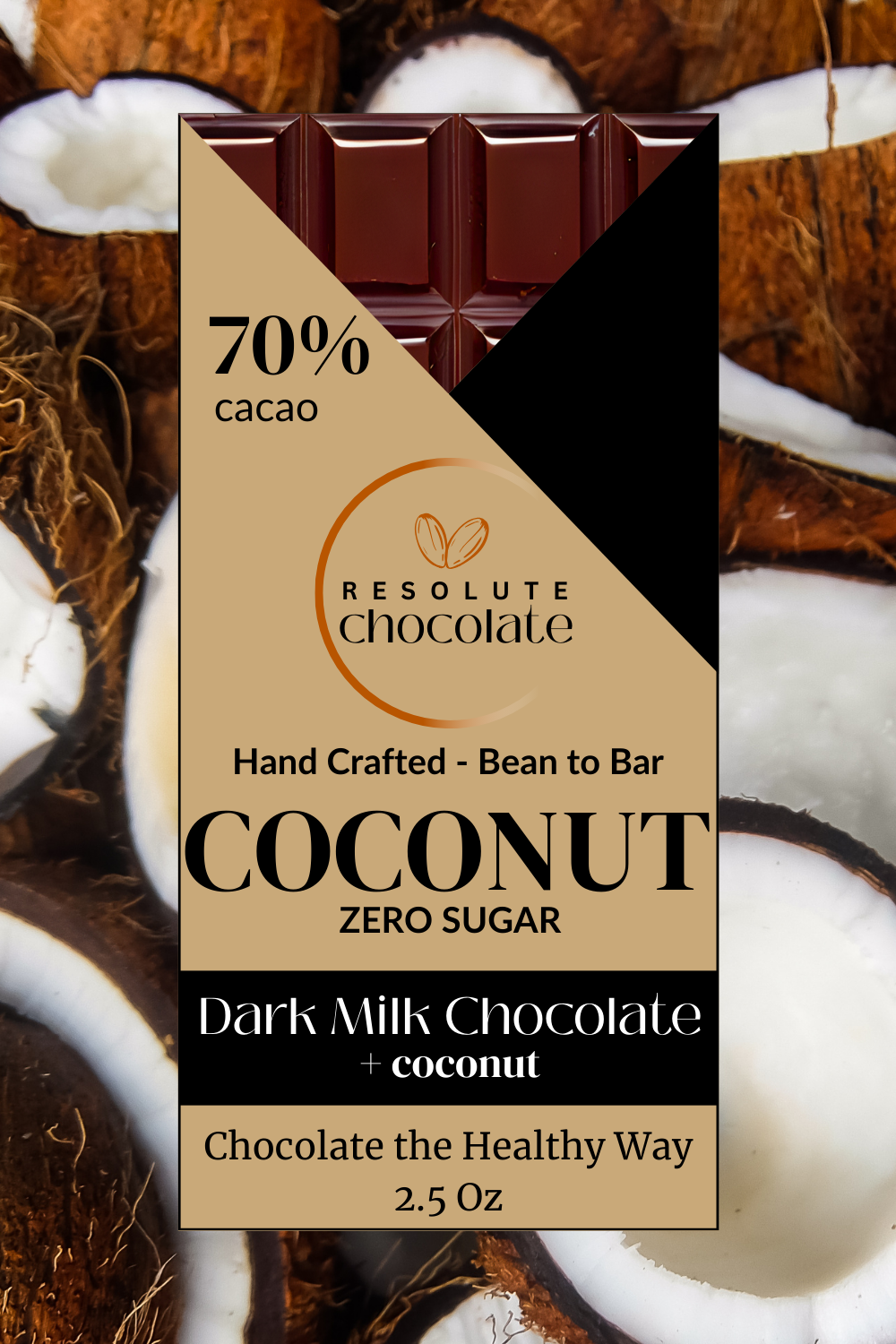 70% Coconut Resolute Chocolate Bar