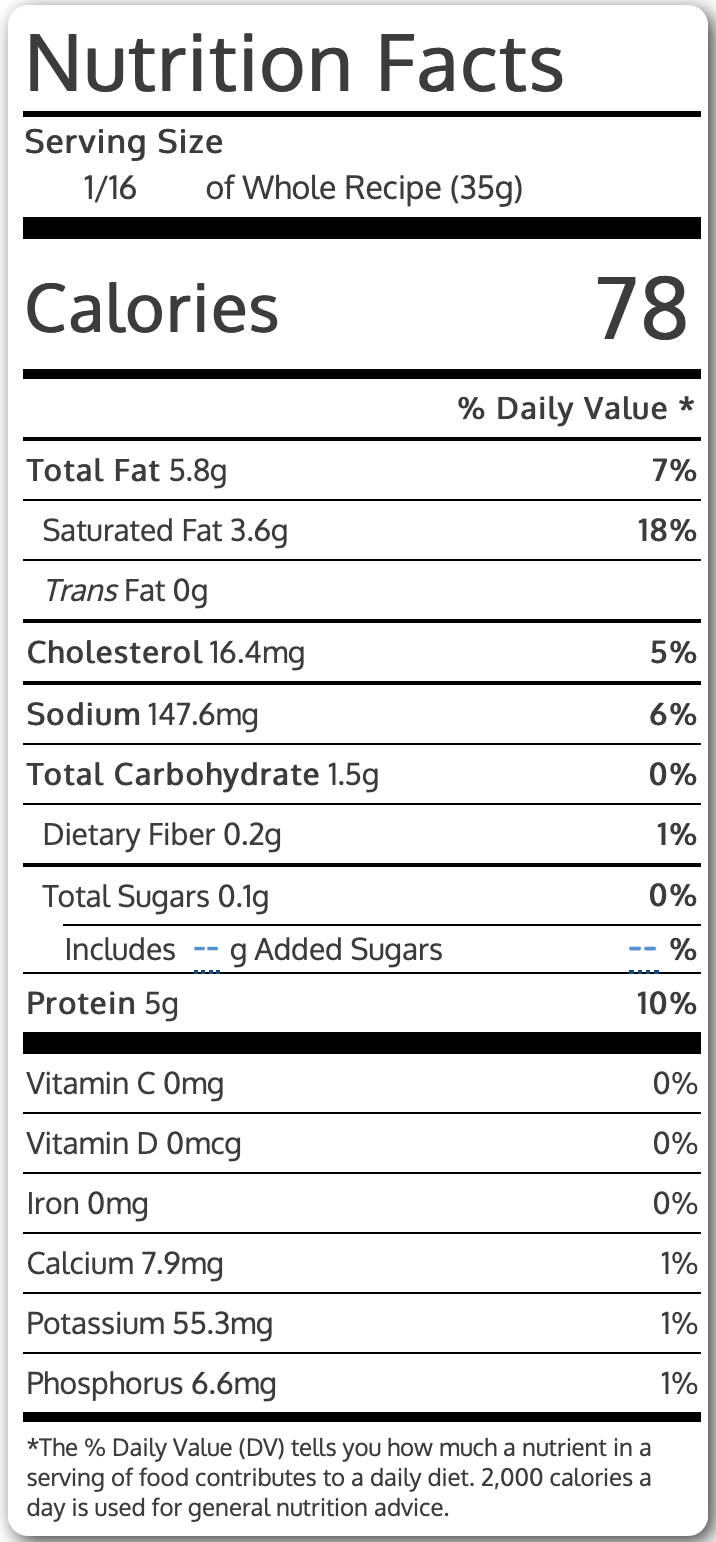 3P Bread Nutrition Label