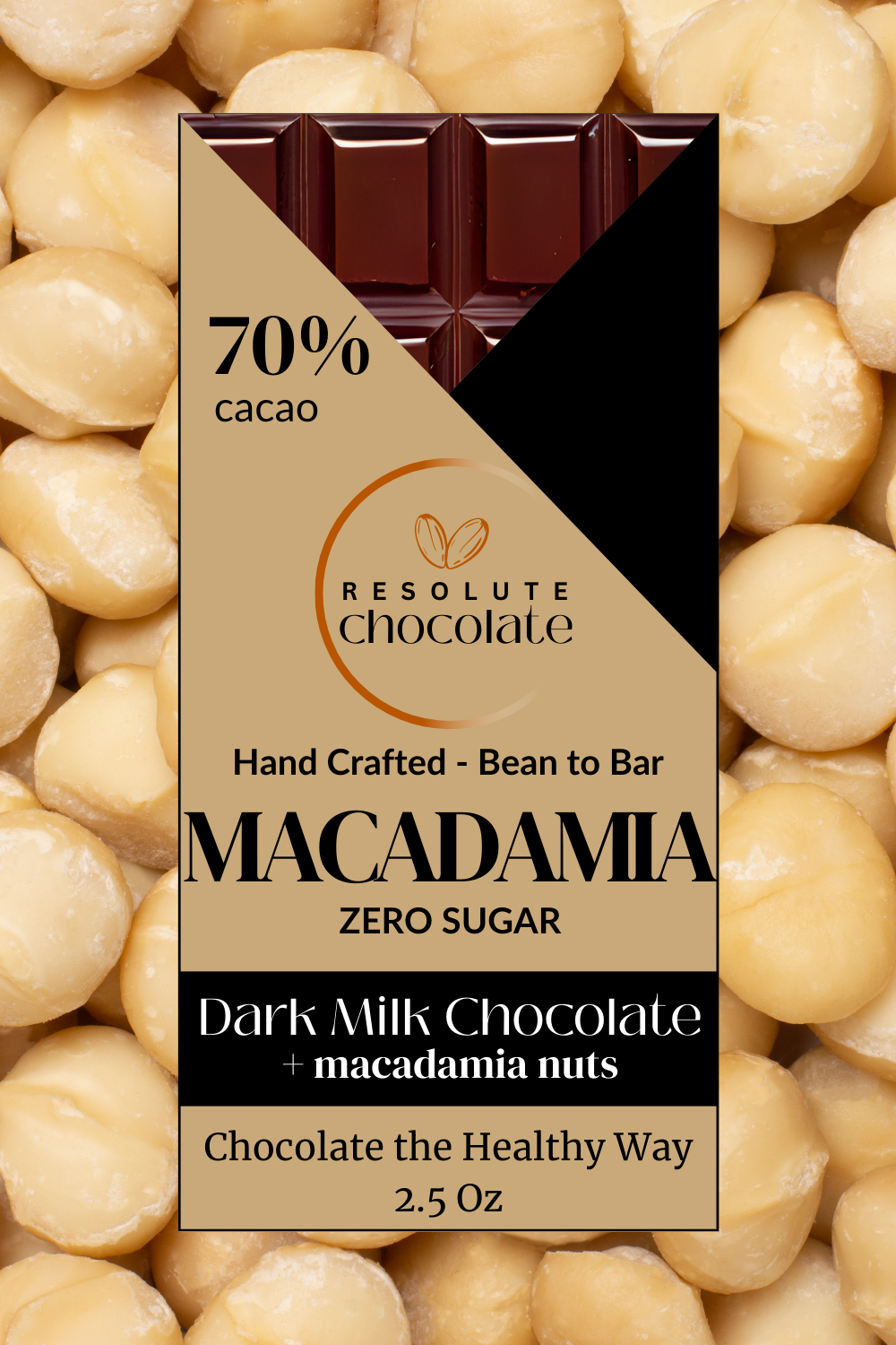 70% Macadamia Resolute Chocolate Bar