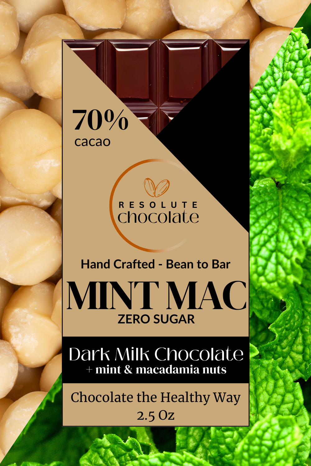 70% Mint Mac Resolute Chocolate Bar