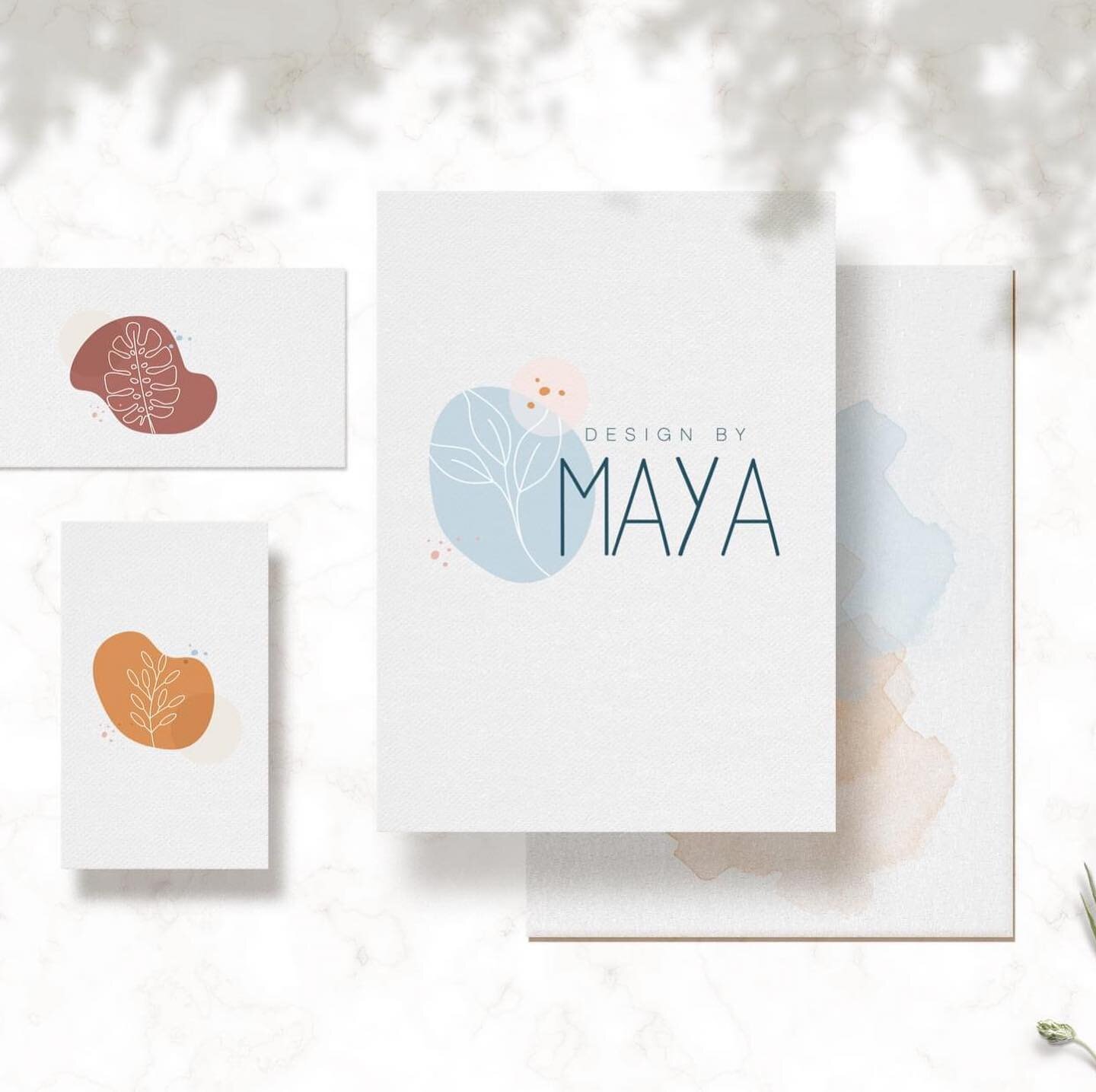 ✨ BRAND REVEAL! ✨ A brand identity for Design By Maya, a young local artist. Her logo is simple, modern and playful with a delicate botanical touch mirroring the young artist's earthy natural art style. The supporting graphic icons compliment her log