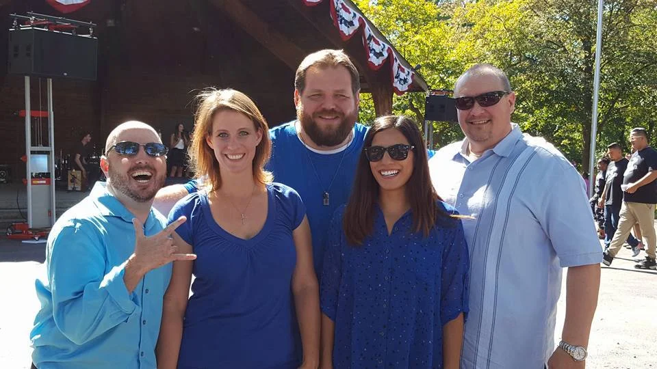 Ryan McChesney, Angela Beckefeld, Dave Ebert, Anna Yee and Jim Bushy perform at the Dellwood Block Party in Lockport, IL.