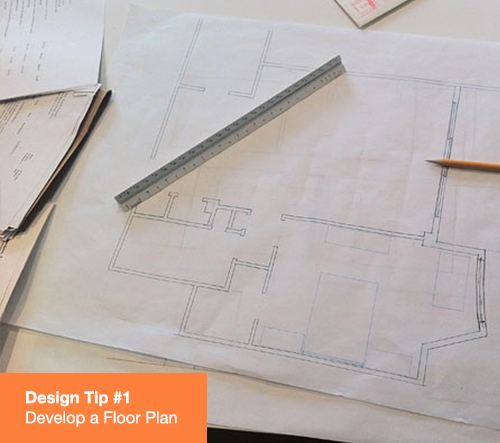 A well-thought out floor plan will be your roadmap to success. Don’t be intimidated- you don’t necessarily need to call in a team of architects. A floor plan is simply a measured drawing of the space which will allow you to play with fur