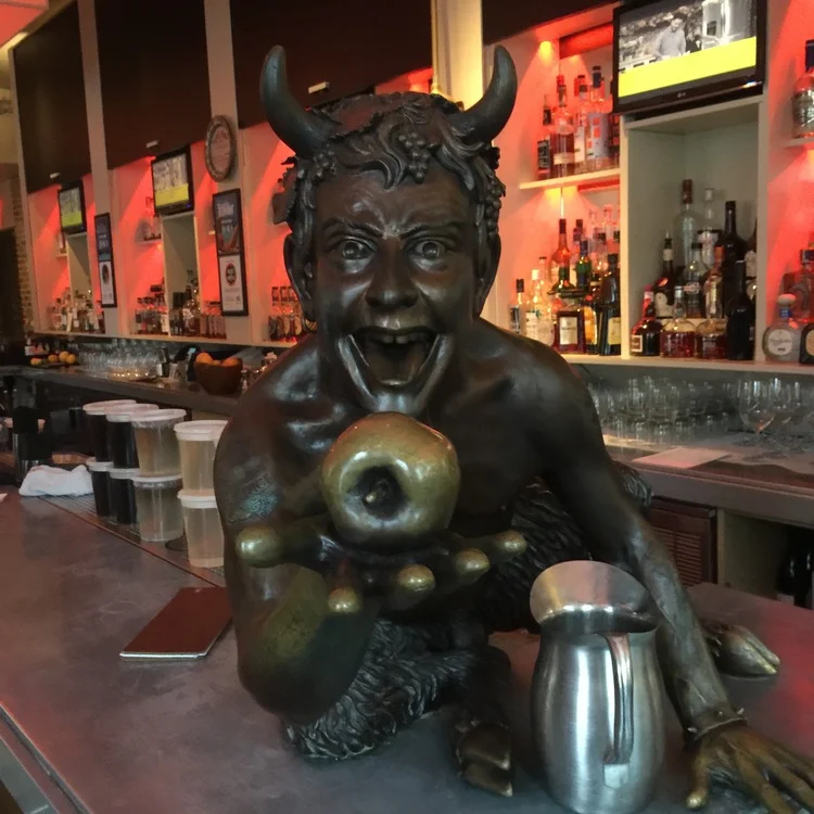A bronze sculpture at the Proof on Main restaurant 