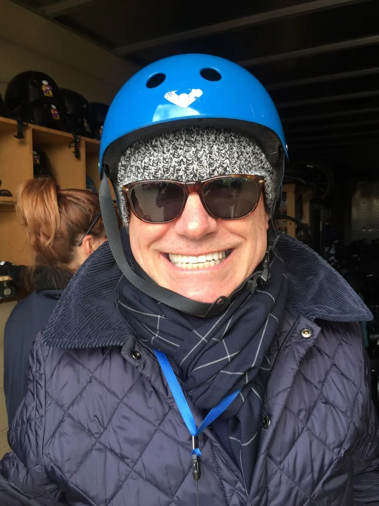 Gary with helmut on and ready to Segway