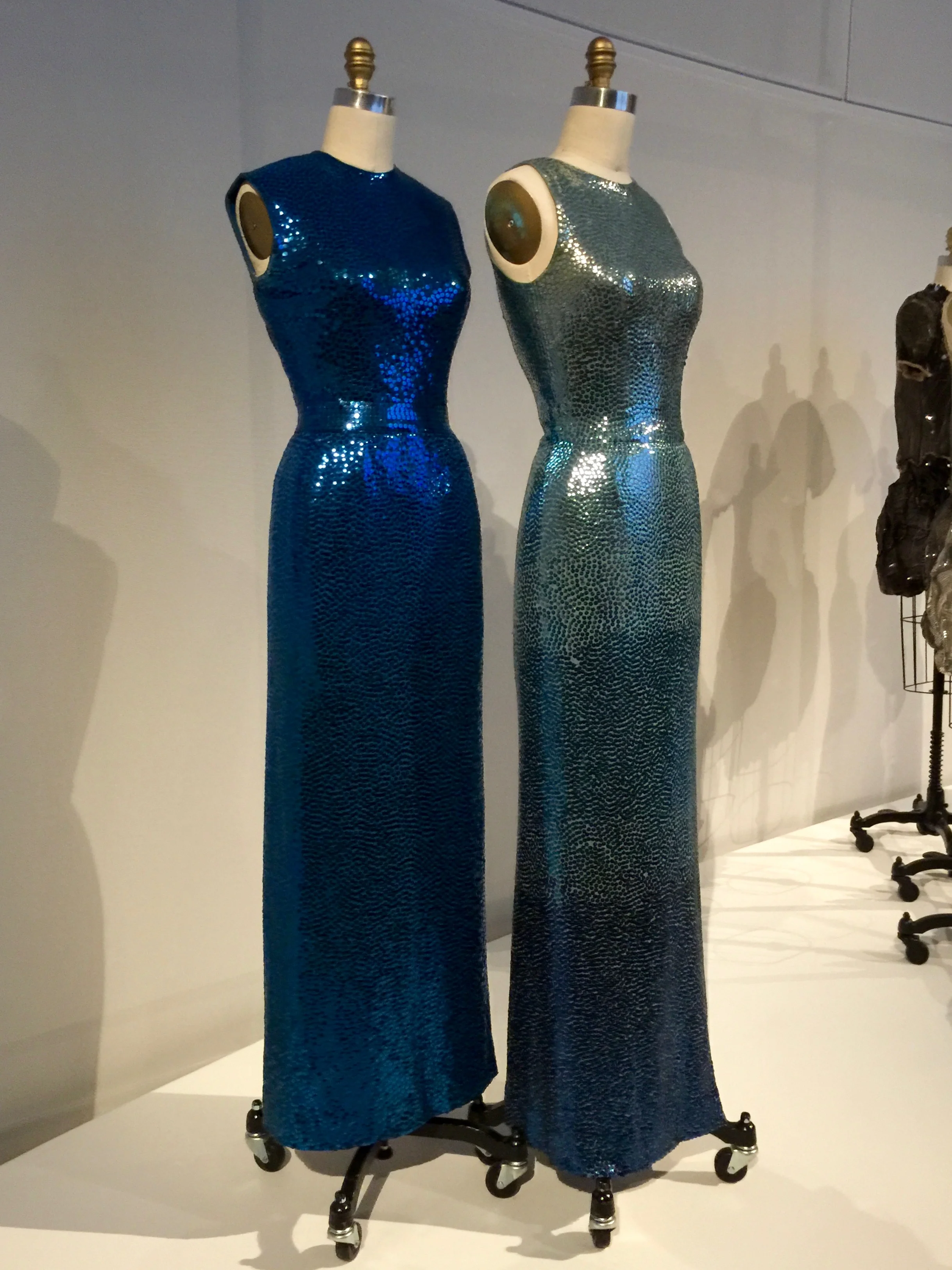 Norman NorellEVENING DRESS, Ca. 1953, pret-a-porter Machine-sewn silk jersey, hand-embroidered with ombré gelatin sequins; machine-finished, hand-hemmed